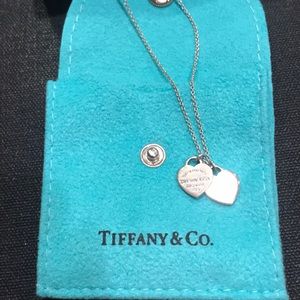 Tiffany & co Mini Double HeartTag Pendant necklace